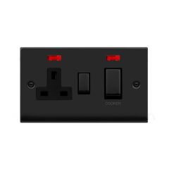 Click Deco VPMB505BK 45A 2 Gang DP Switch With 13A DP Switched Socket Outlet & Neons Matt Black