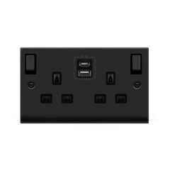 Click Deco VPMB586BK 13A 2 Gang Switched Socket Outlet With Type A & C USB (4.2A) Outlets Matt Black