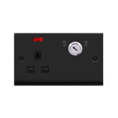 Click Deco VPMB655BK 13A 1 Gang DP Key Lockable Switched Socket With Neon (Double Plate) Matt Black