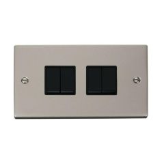 Click Deco VPPN019BK 10AX 4 Gang 2 Way Plate Switch Pearl Nickel