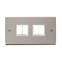 Click Deco VPPN019WH 10AX 4 Gang 2 Way Plate Switch Pearl Nickel