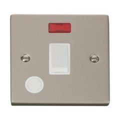 Click Deco VPPN023WH 20A DP Plate Switch With Neon & Optional Flex Outlet Pearl Nickel