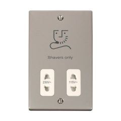 Click Deco VPPN100WH 115V/230V Dual Voltage Shaver Socket Outlet Pearl Nickel
