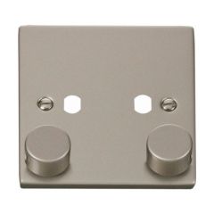 Click Deco VPPN152PL 1 Gang Unfurnished Dimmer Plate & Knobs (800W Max) - 2 Apertures Pearl Nickel