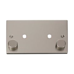 Click Deco VPPN186 2 Gang Unfurnished Dimmer Plate & Knobs (1630W Max) - 2 Apertures Pearl Nickel
