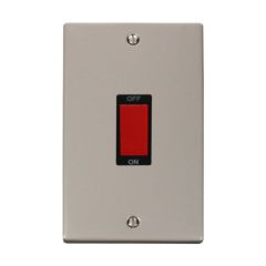 Click Deco VPPN202BK 45A 2 Gang (Vertical) DP Plate Switch Pearl Nickel