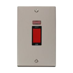 Click Deco VPPN203BK 45A 2 Gang (Vertical) DP Plate Switch With Neon Pearl Nickel