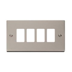Click Deco VPPN20404 4 Gang GridPro Frontplate Pearl Nickel
