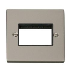 Click Deco VPPN403BK 1 Gang MiniGrid Unfurnished Plate - 3 Apertures Pearl Nickel