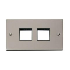 Click Deco VPPN404BK 2 Gang MiniGrid Unfurnished Plate - 2 x 2 Apertures Pearl Nickel