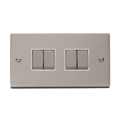 Click Deco VPPN414WH 10AX 4 Gang 2 Way Plate Switch Pearl Nickel
