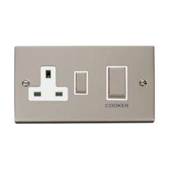 Click Deco VPPN504WH 45A 2 Gang DP Switch With 13A DP Switched Socket Outlet Pearl Nickel