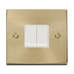 Click Deco VPSB012WH 10AX 2 Gang 2 Way Plate Switch Satin Brass