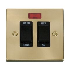 Click Deco VPSB024BK 20A DP Sink/Bath Plate Switch With Neon Satin Brass