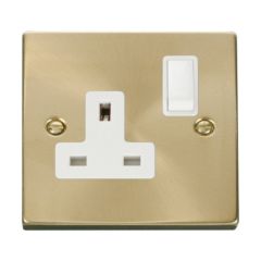 Click Deco VPSB035WH 13A 1 Gang DP Switched Socket Outlet Satin Brass