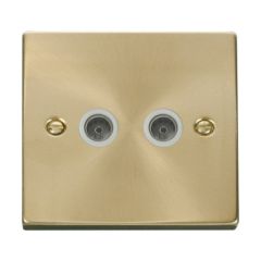 Click Deco VPSB066WH Twin Non-Isolated Coaxial Outlet Satin Brass