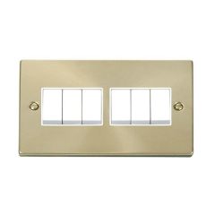 Click Deco VPSB105WH 10AX 6 Gang 2 Way Plate Switch Satin Brass