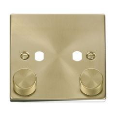 Click Deco VPSB152PL 1 Gang Unfurnished Dimmer Plate & Knobs (800W Max) - 2 Apertures Satin Brass