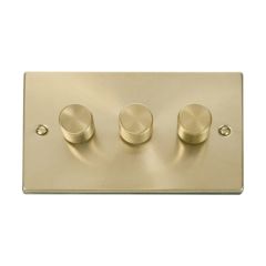 Click Deco VPSB163 3 Gang 2 Way 100W Dimmer Switch Satin Brass