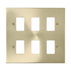 Click Deco VPSB20506 6 Gang GridPro Frontplate Satin Brass