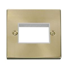 Click Deco VPSB403WH 1 Gang MiniGrid Unfurnished Plate - 3 Apertures Satin Brass