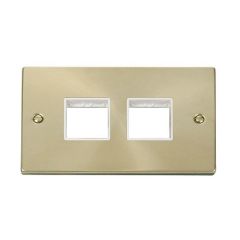Click Deco VPSB404WH 2 Gang MiniGrid Unfurnished Plate - 2 x 2 Apertures Satin Brass