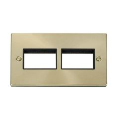Click Deco VPSB406BK 2 Gang MiniGrid Unfurnished Plate - 2 x 3 Apertures Satin Brass