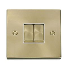 Click Deco VPSB412WH 10AX 2 Gang 2 Way Plate Switch Satin Brass