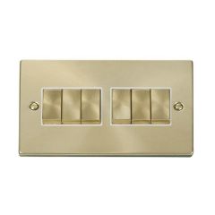 Click Deco VPSB416WH 10AX 6 Gang 2 Way Plate Switch Satin Brass