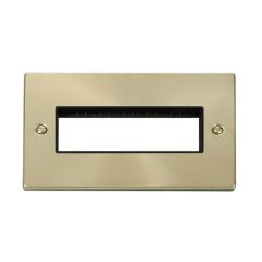 Click Deco VPSB426BK 2 Gang MiniGrid Unfurnished Plate - 6 In-Line Apertures Satin Brass