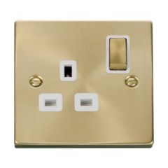 Click Deco VPSB535WH 13A 1 Gang DP Switched Socket Outlet Satin Brass