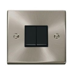 Click Deco VPSC012BK 10AX 2 Gang 2 Way Plate Switch Satin Chrome