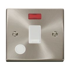 Click Deco VPSC023WH 20A DP Plate Switch With Neon & Optional Flex Outlet Satin Chrome