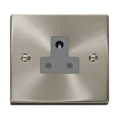 Click Deco VPSC038GY 5A Round Pin Socket Outlet Satin Chrome