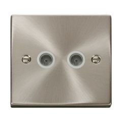 Click Deco VPSC066WH Twin Non-Isolated Coaxial Outlet Satin Chrome