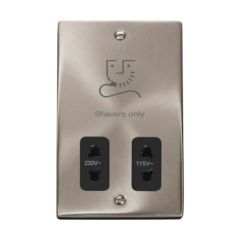 Click Deco VPSC100BK 115V/230V Dual Voltage Shaver Socket Outlet Satin Chrome