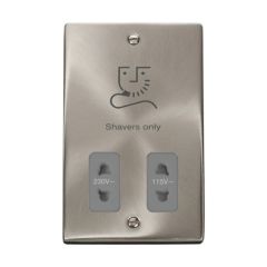 Click Deco VPSC100GY 115V/230V Dual Voltage Shaver Socket Outlet Satin Chrome