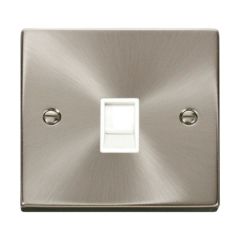 Click Deco VPSC115WH Single RJ11 (Irish/US) Outlet Satin Chrome