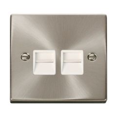 Click Deco VPSC121WH Twin Telephone Outlet (Master) Satin Chrome