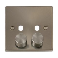 Click Deco VPSC152PL 1 Gang Unfurnished Dimmer Plate & Knobs (800W Max) - 2 Apertures Satin Chrome