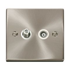 Click Deco VPSC157WH Isolated Satellite & Isolated Coaxial Outlet Satin Chrome