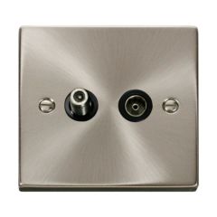 Click Deco VPSC170BK Non-Isolated Satellite & Non-Isolated Coaxial Outlet Satin Chrome