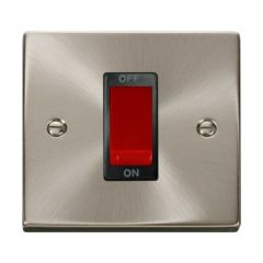 Click Deco VPSC200BK 45A 1 Gang DP Plate Switch Satin Chrome