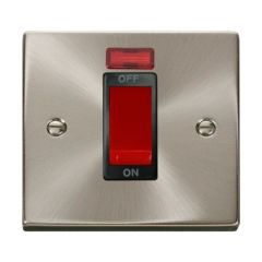 Click Deco VPSC201BK 45A 1 Gang DP Plate Switch With Neon Satin Chrome