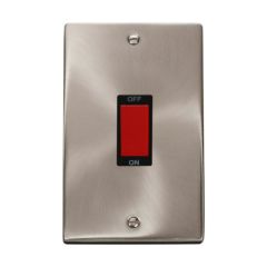 Click Deco VPSC202BK 45A 2 Gang (Vertical) DP Plate Switch Satin Chrome