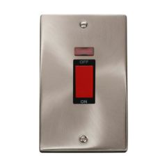 Click Deco VPSC203BK 45A 2 Gang (Vertical) DP Plate Switch With Neon Satin Chrome