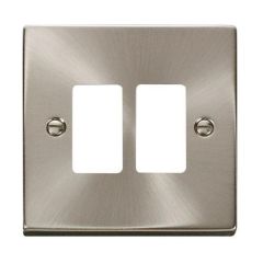 Click Deco VPSC20402 2 Gang GridPro Frontplate Satin Chrome