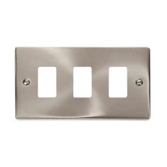 Click Deco VPSC20403 3 Gang GridPro Frontplate Satin Chrome