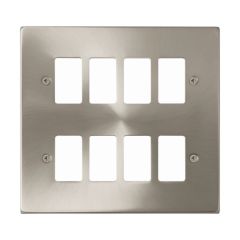 Click Deco VPSC20508 8 Gang GridPro Frontplate Satin Chrome