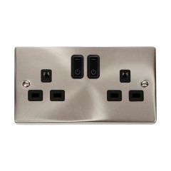 Click Deco VPSC30536BK 13A 2 Gang Zigbee Smart Switched Socket Outlet Satin Chrome